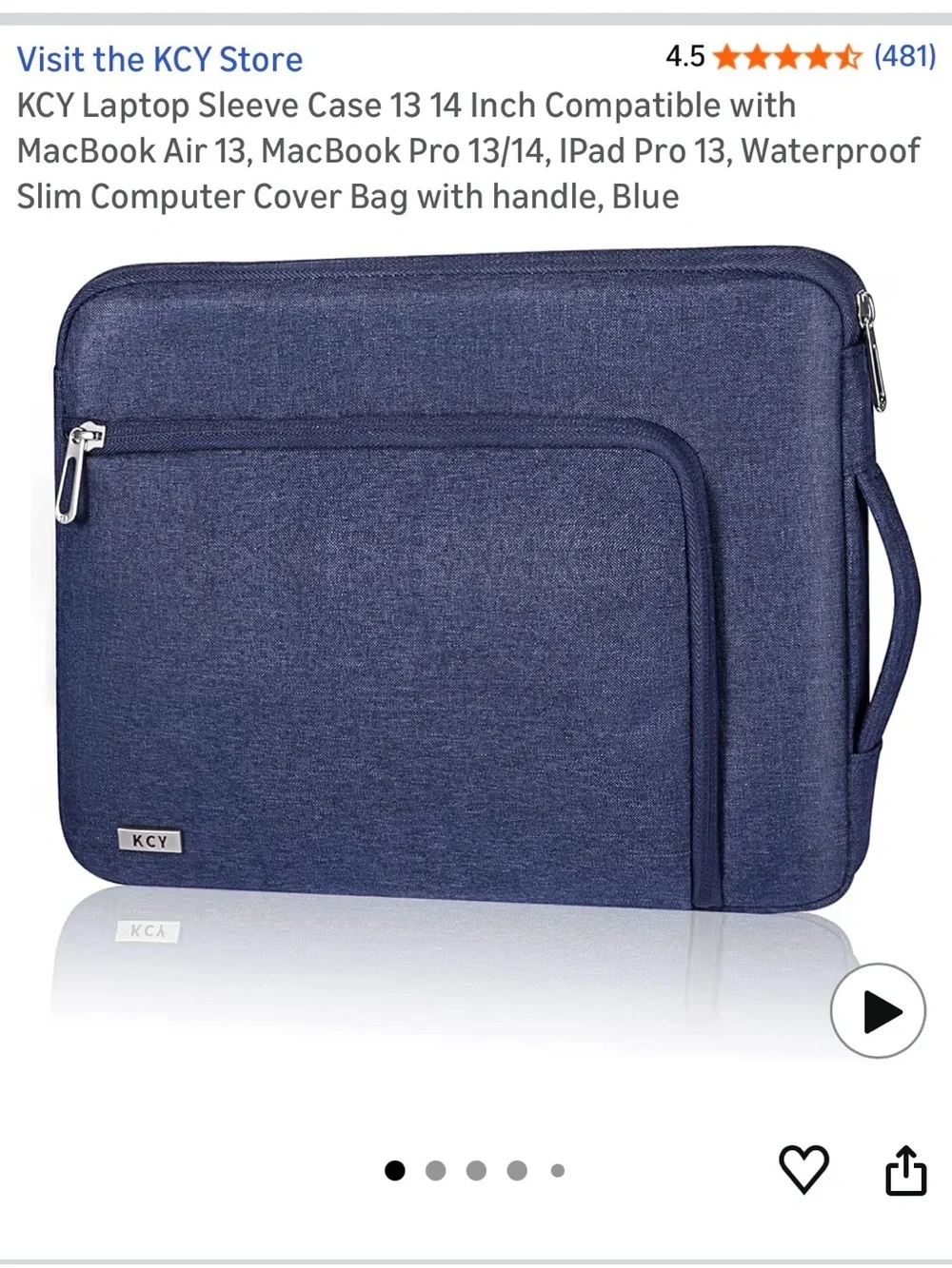 Navy Laptop Sleeve with Front Pocket